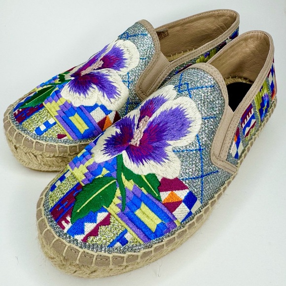 NEW Johnny Was size 38 or 7.5 8 US Madrid espadrille embroidered boho shoes - Picture 6 of 8